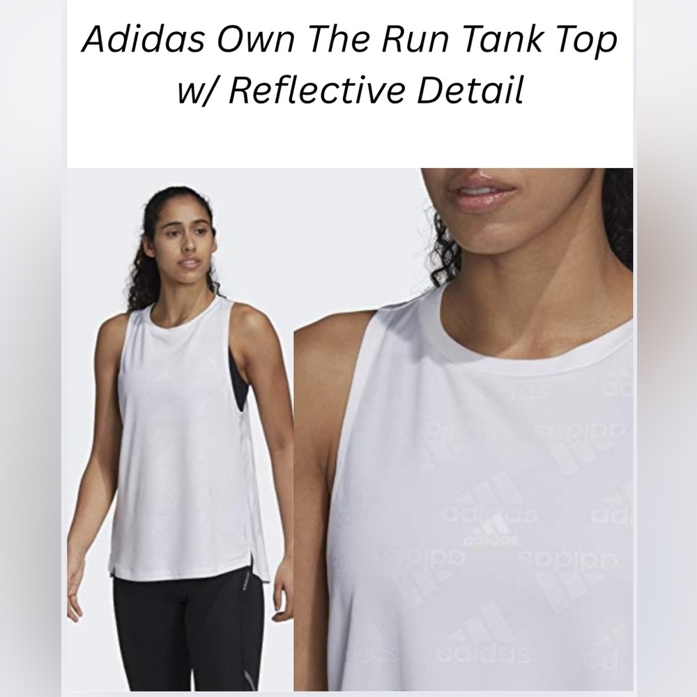 Adidas Own The Run AEROREADY Tank Top White Reflective - Size Small